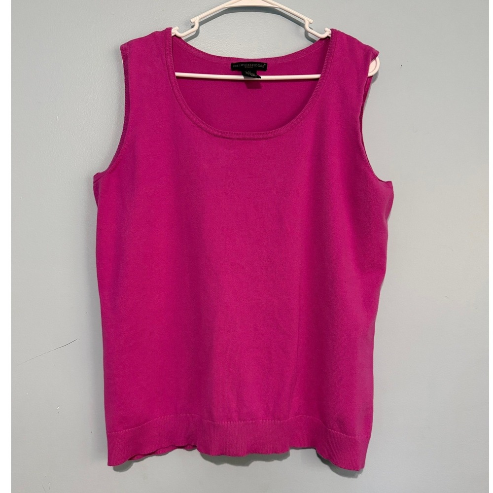 Preswick & Moore Women's 2X Pink Sleeveless Sweater Scoop Neck Knit Top 1590